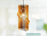 Cylinder Modern Elegant Hanging wooden chandelier lamp shade Pendant light template svg laser cut plywood |#U038| VectorPort