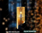 Cylinder Modern Elegant Hanging wooden chandelier lamp shade Pendant light template svg laser cut plywood |#U040| VectorPort
