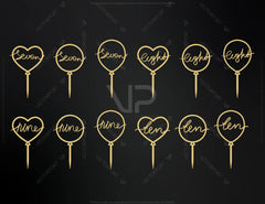 Balloon Ornate Staked Numbers Wedding Cake Topper Birthday laser cut | SVG, DXF, AI |#040| VectorPort