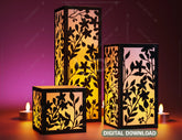 Papercut Floral Lantern Candle Holder SVG Laser Cut Lamp Tea light template Files |#U042| VectorPort