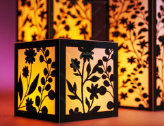 Papercut Floral Lantern Candle Holder SVG Laser Cut Lamp Tea light template Files |#U043|