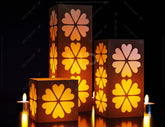 Papercut Floral Lantern Candle Holder SVG Laser Cut Lamp Tea light template Files |#U046| VectorPort