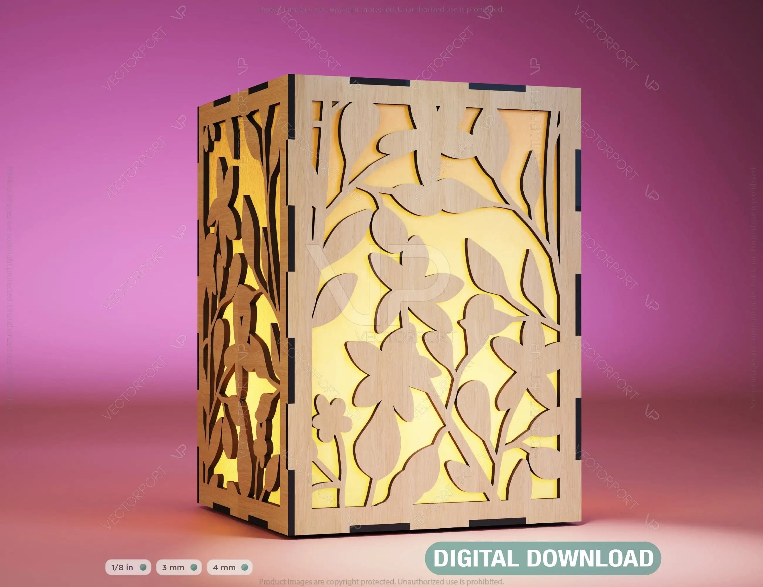 Flower Leaves Candle Holder Laser Cut Lamp wood Tea light Lantern Votive Gift SVG |#U047| VectorPort
