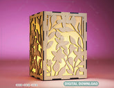 Flower Leaves Candle Holder Laser Cut Lamp wood Tea light Lantern Votive Gift SVG |#U047| VectorPort