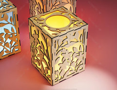 Flower Leaves Candle Holder Laser Cut Lamp wood Tea light Lantern Votive Gift SVG |#U047|