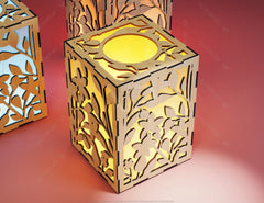 Flower Leaves Candle Holder Laser Cut Lamp wood Tea light Lantern Votive Gift SVG |#U047| VectorPort