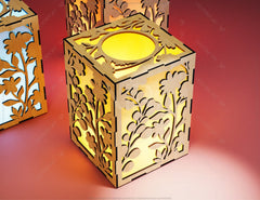 Flower Leaves Candle Holder Laser Cut Lamp wood Tea light Lantern Votive Gift SVG |#U048|