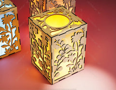 Flower Leaves Candle Holder Laser Cut Lamp wood Tea light Lantern Votive Gift SVG |#U048| VectorPort