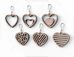 Heart Earring Svg 30 styles Glowforge Cricut Jewelry Pendants laser cut | SVG, DXF, AI |#048|