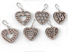 Heart Earring Svg 30 styles Glowforge Cricut Jewelry Pendants laser cut | SVG, DXF, AI |#048|