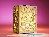 Flower Leaves Candle Holder Laser Cut Lamp wood Tea light Lantern Votive Gift SVG |#U049| VectorPort