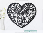 Modern doodle heart shape mandala art design 25 different | SVG, DXF, AI |#049| VectorPort