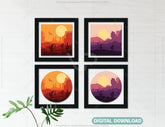 Multi layered Mountains and desert dunes shadow box landscape Frame Wall | SVG, DXF, AI |#050| VectorPort