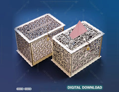Decorative Wedding Gift Card Box Decoration Wooden Card Money Box Case With Lock Envelope Invitation Favor Birthday SVG |#U050|