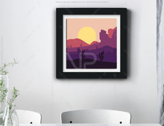Multi layered Mountains and desert dunes shadow box landscape Frame Wall | SVG, DXF, AI |#050|