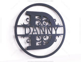 Round with Frame Split Monogram Sign Flowers Letters | SVG, DXF, AI |#051| VectorPort