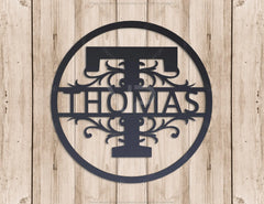 Round with Frame Split Monogram Sign Flowers Letters | SVG, DXF, AI |#051|