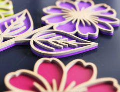 Rose Laser Personalized Cut Out Art Valentine Day Acrylic wood Flower with name editable Cut Files |#U051|