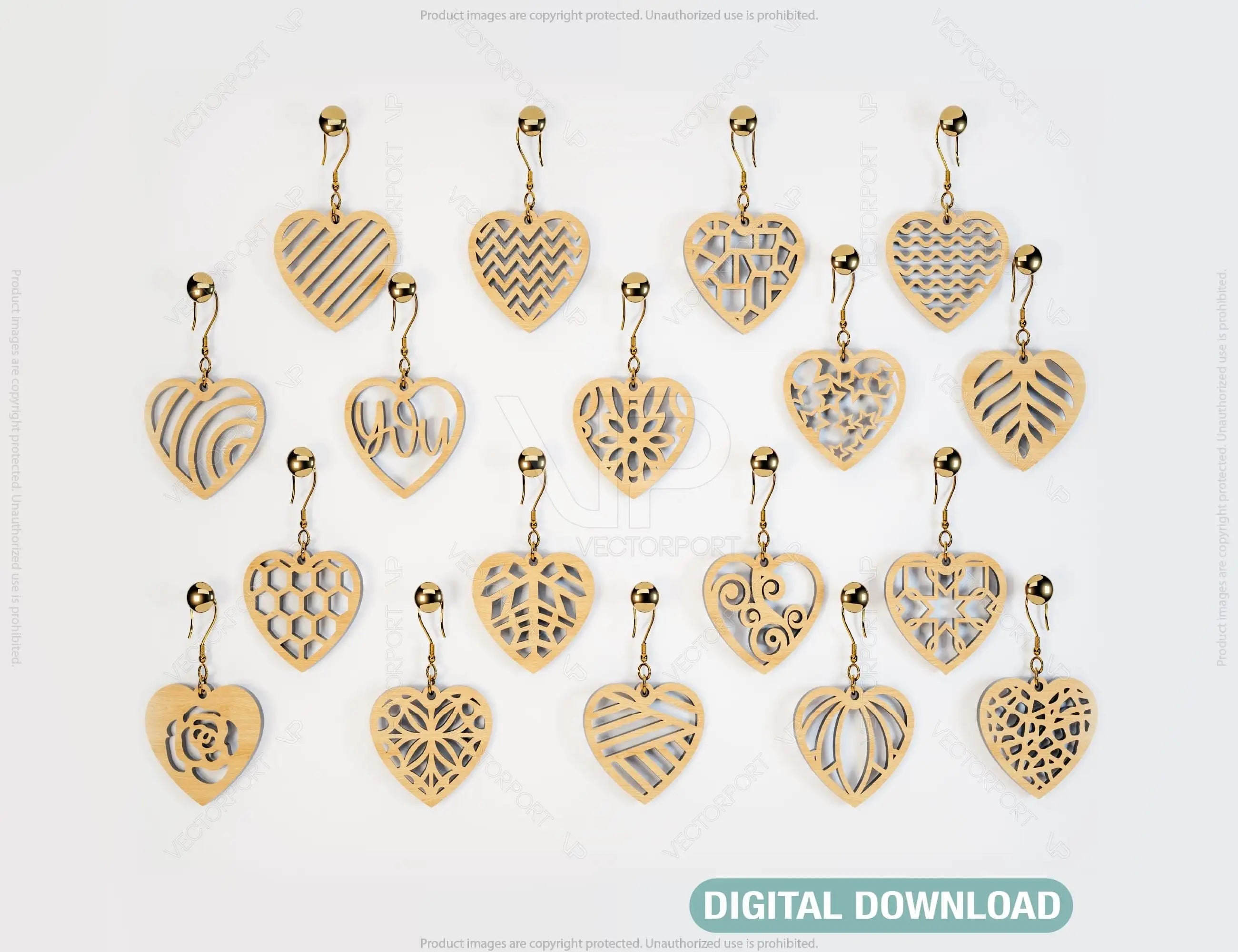 Heart Shape Earring Svg Gloforge Cricut Jewelry Pendants laser cut Cut Files |#U052| VectorPort