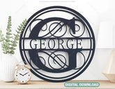 Round with Frame Split Monogram Sign Flowers Letters | SVG, DXF, AI |#052| VectorPort
