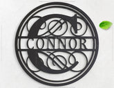 Round with Frame Split Monogram Sign Flowers Letters | SVG, DXF, AI |#052| VectorPort