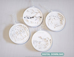 Christmas balls Tree Decorations Craft Hanging Bauble Paper art wood carving stencil laser cut templates | SVG |#053| VectorPort