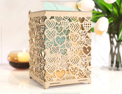 Heart Pattern Decorative Wedding Gift Card Box Decoration Wooden Card Money Box Case With Lock Envelope Invitation Box SVG |#U053|