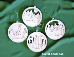 Christmas balls Tree Decorations Craft Hanging Bauble Paper art wood carving stencil laser cut templates | SVG |#054|