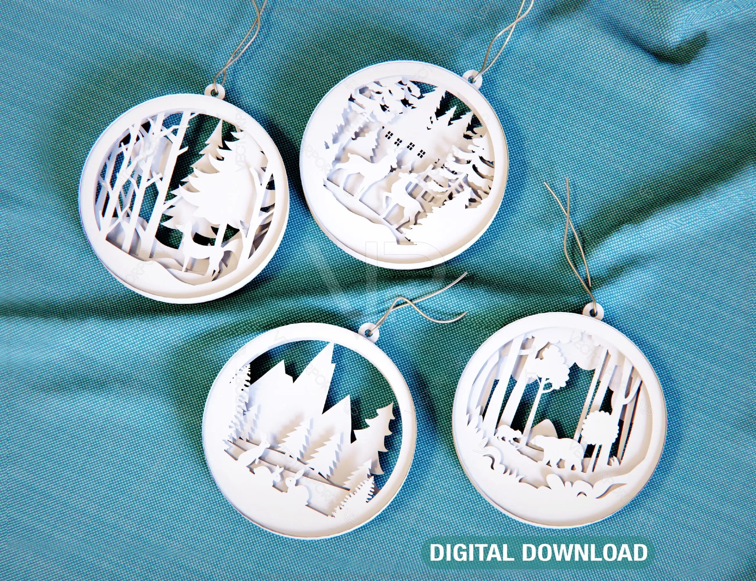 Christmas balls Tree Decorations Craft Hanging Bauble Paper art wood carving stencil laser cut templates | SVG |#055| VectorPort