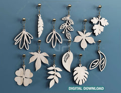 Leaves shape Earring Svg Glowforge Cricut Jewelry Pendants laser cut Silhouette Cut Files, Cricut Cut Files |#U055|