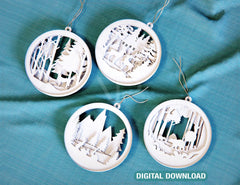 Christmas balls Tree Decorations Craft Hanging Bauble Paper art wood carving stencil laser cut templates | SVG |#055| VectorPort