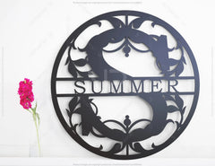 Floral Round Personalized Split Regal Monogram Alphabet Letters Laser Cut Name Sign Customizable Template |#U056| VectorPort