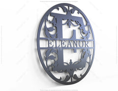 Floral Round Personalized Split Regal Monogram Alphabet Letters Laser Cut Name Sign Customizable Template |#U056|