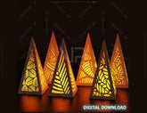 Christmas Tree Papercut Lanterns Candle Holder SVG Laser Cut Lamp Tea light | SVG, DXF, AI |#057| VectorPort
