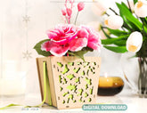 Flower Box Laser cut Gift box Envelope Home Décor Decorative Wedding Card Box Decoration Wooden Case Invitation Box SVG |#U057|