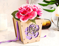 Rose Box Laser cut Gift box Envelope Home Décor Decorative Wedding Card Box Decoration Wooden Case Invitation Box SVG |#U058|
