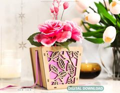 Leaves Box Laser cut Gift box Envelope Home Décor Decorative Wedding Card Box Decoration Wooden Case Invitation Box SVG |#U059| VectorPort