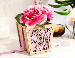 Leaves Box Laser cut Gift box Envelope Home Décor Decorative Wedding Card Box Decoration Wooden Case Invitation Box SVG |#U059| VectorPort