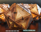 Icosahedron 4 different lasercut wood triangle shadow lamp Tea light Lantern Votive Gift | SVG, DXF, AI |#060| VectorPort