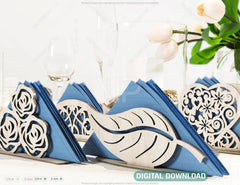 Decorative Napkin Holder Laser Cut Heart Leaf Rose shape Tabletop wooden holder SVG |#U060| VectorPort
