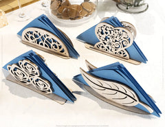 Decorative Napkin Holder Laser Cut Heart Leaf Rose shape Tabletop wooden holder SVG |#U060|