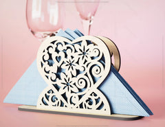 Decorative Napkin Holder Laser Cut Heart Leaf Rose shape Tabletop wooden holder SVG |#U060|