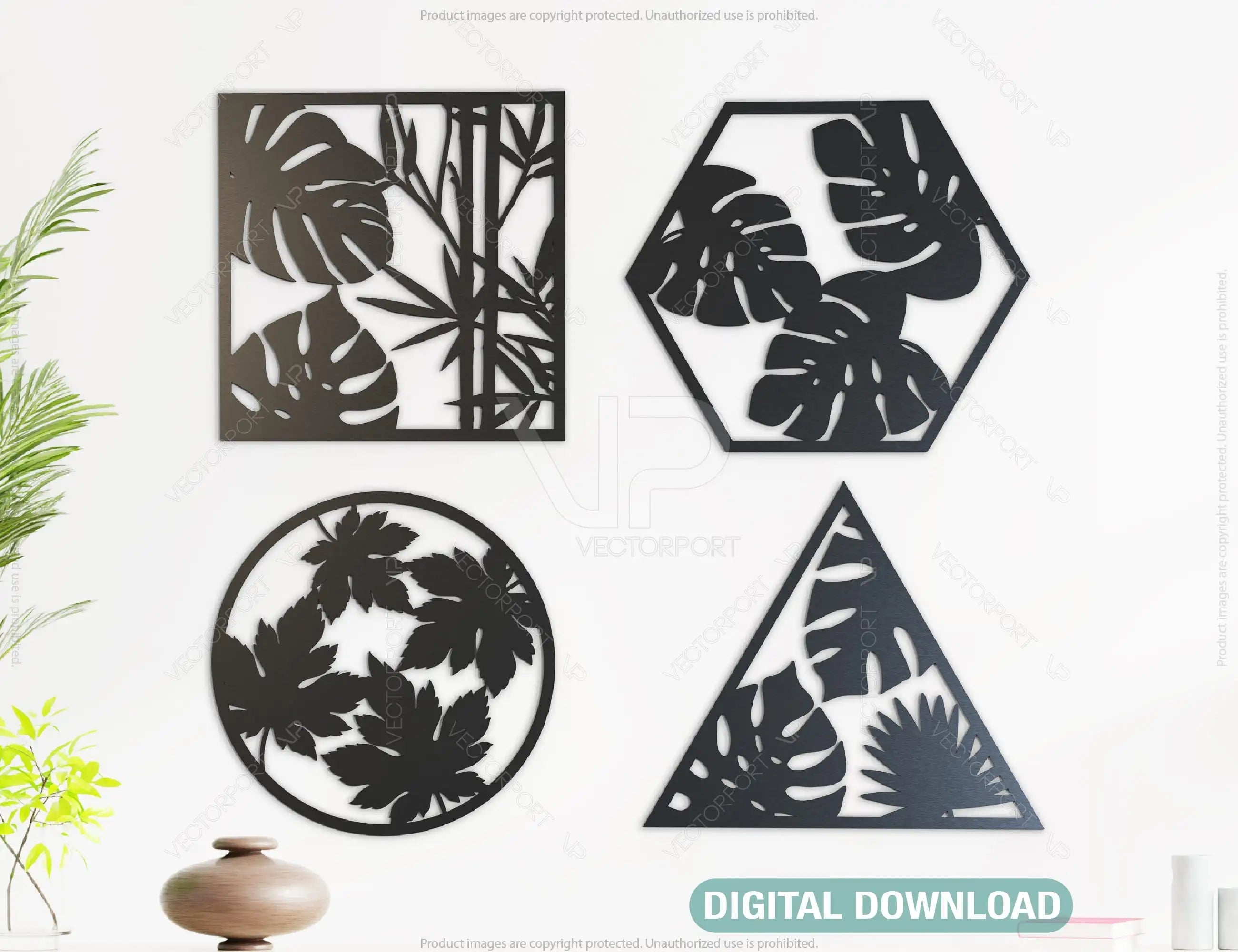 Tropical leaves for cutting Palm Leaves wall décor laser cut | SVG, DXF, AI |#061| VectorPort