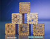 Decorative Laser Cutting Wooden Box Geometric Ornamental Gift Box Candle holder template Wedding | SVG, DXF |#U062| VectorPort