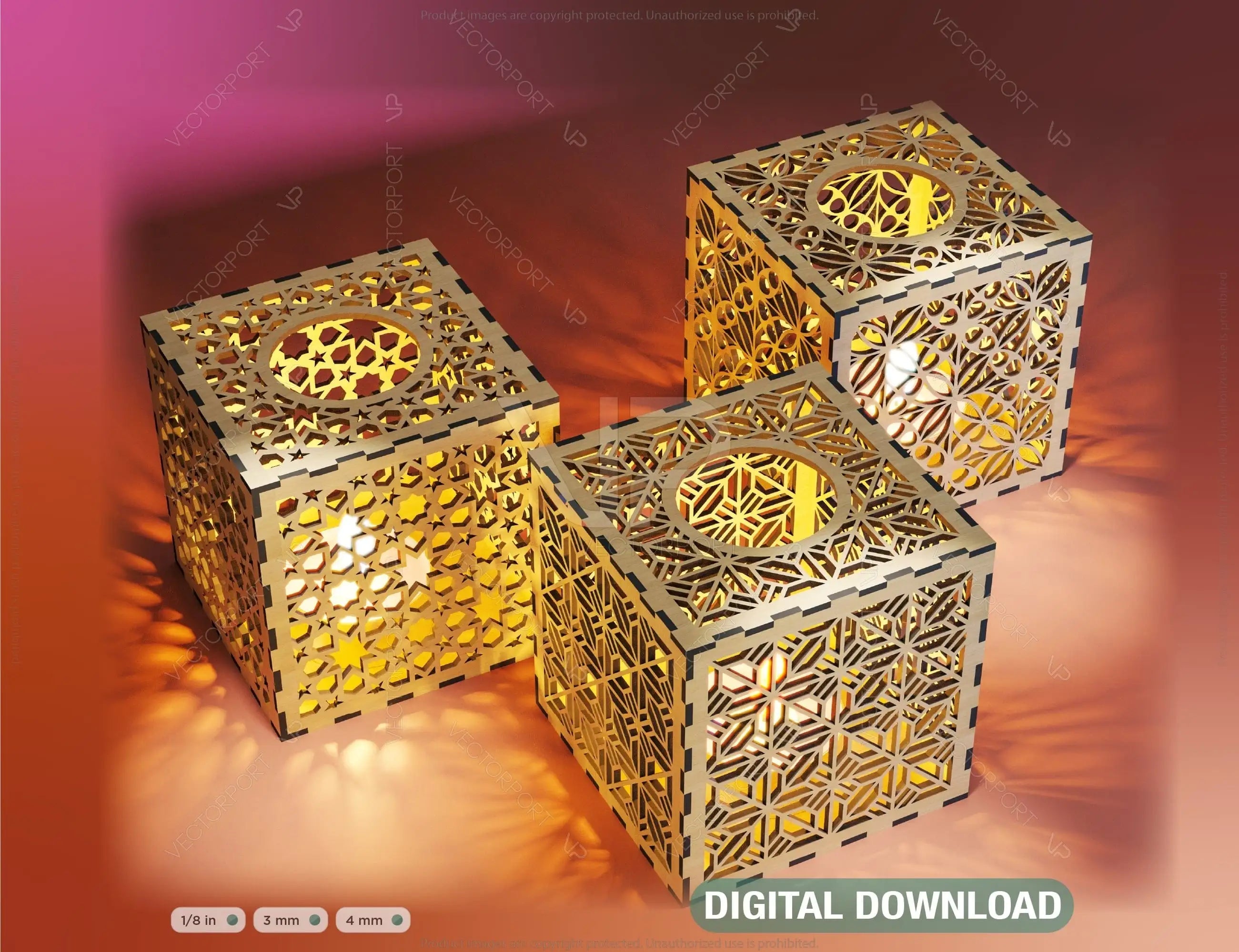 Star Shape Pattern Candle Holder Laser Cut Lamp wood Tea light Lantern Votive Gift SVG |#U065| VectorPort