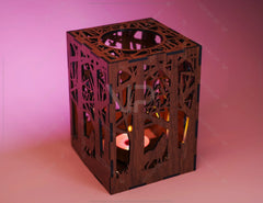 Tree Candle Holder Laser Cut with Animals Lamp wood Tea light Lantern Votive Gift SVG |#U066|