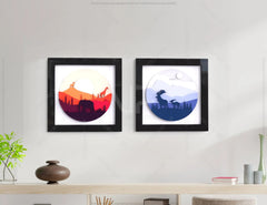 Mountains Deer Elephant animals landscape multilayer shadow box Painting Frame Wall Decoration SVG |#U067| VectorPort