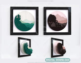 Mountains Deer Human animals landscape multilayer shadow box Painting Frame Wall Decoration SVG |#U068| VectorPort