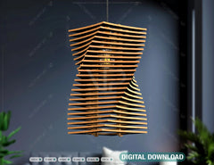 Twist box 6 mm Wood Pendant Light Chandelier Lamp lampshade plywood | SVG, DXF, AI |#068| VectorPort
