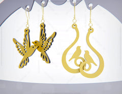 Bird Earring Svg 13 styles Glowforge Cricut Jewelry Pendants laser cut | SVG, DXF, AI |#069| VectorPort